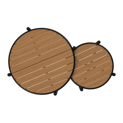 Tables basses Pulo en noir aluminium et polywood - Diam. 70 - 50 x Haut. 37.5 - 32.5 cm