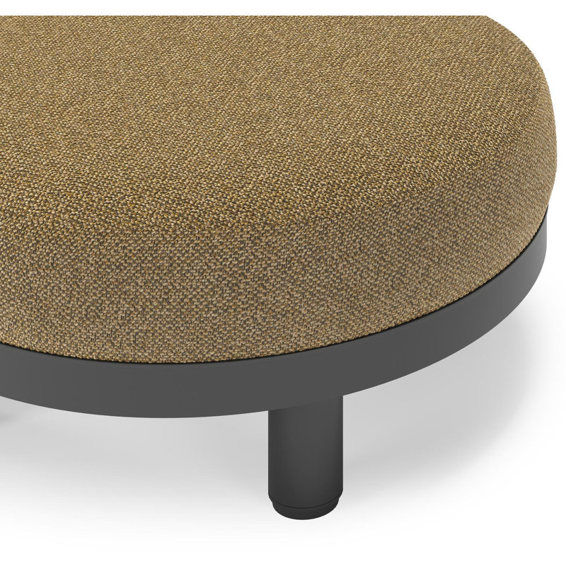 Salon de jardin pouf Donato en aluminium noir et coussins en all Weather cosytica Madagascar Walnut