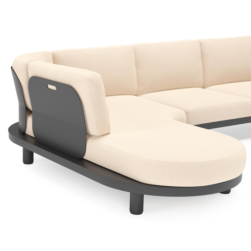 Donato loungehoek in zwart aluminium met all weather sunbrella® luxe Heritage Papyrus kussen