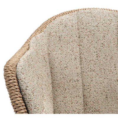 Pagino tuinstoel in wit aluminium en naturel ronde wicker met zitkussen in All Weather Cosytica Bora Jungle