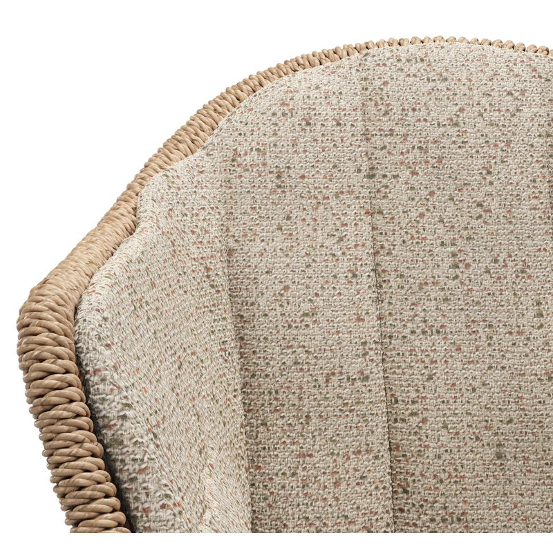 Pagino tuinstoel in wit aluminium en naturel ronde wicker met zitkussen in All Weather Cosytica Bora Jungle