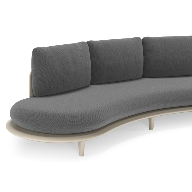 Bomero loungeset in beige aluminium met lopi shadow all weather sunbrella® luxe kussen