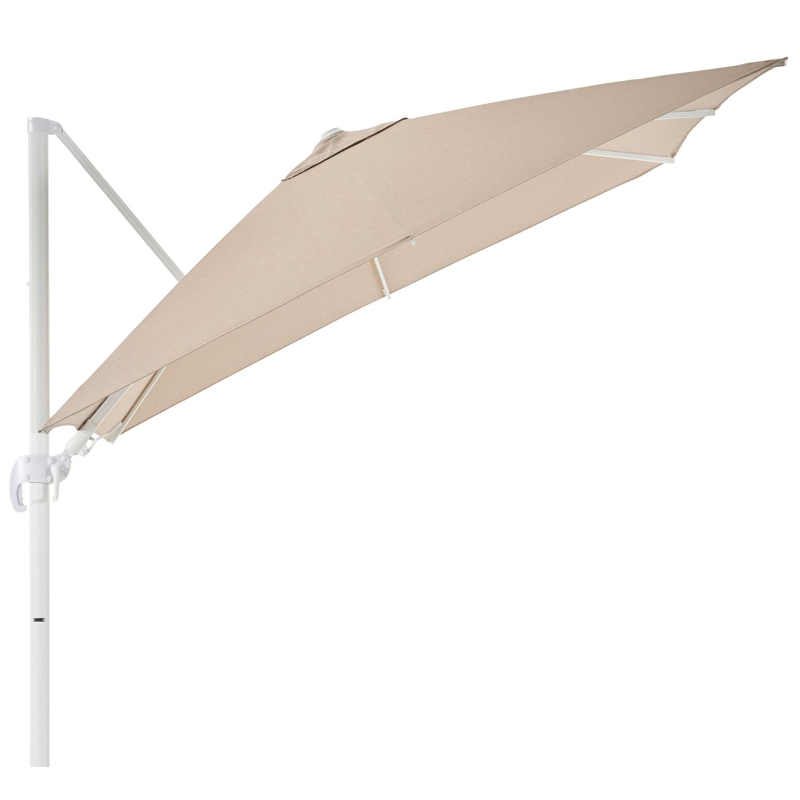 Avola zweefparasol met tiltfunctie in wit aluminium met rustic weather+ softtouch parasoldoek - L1 300 x L2 300 cm (zonder voet)