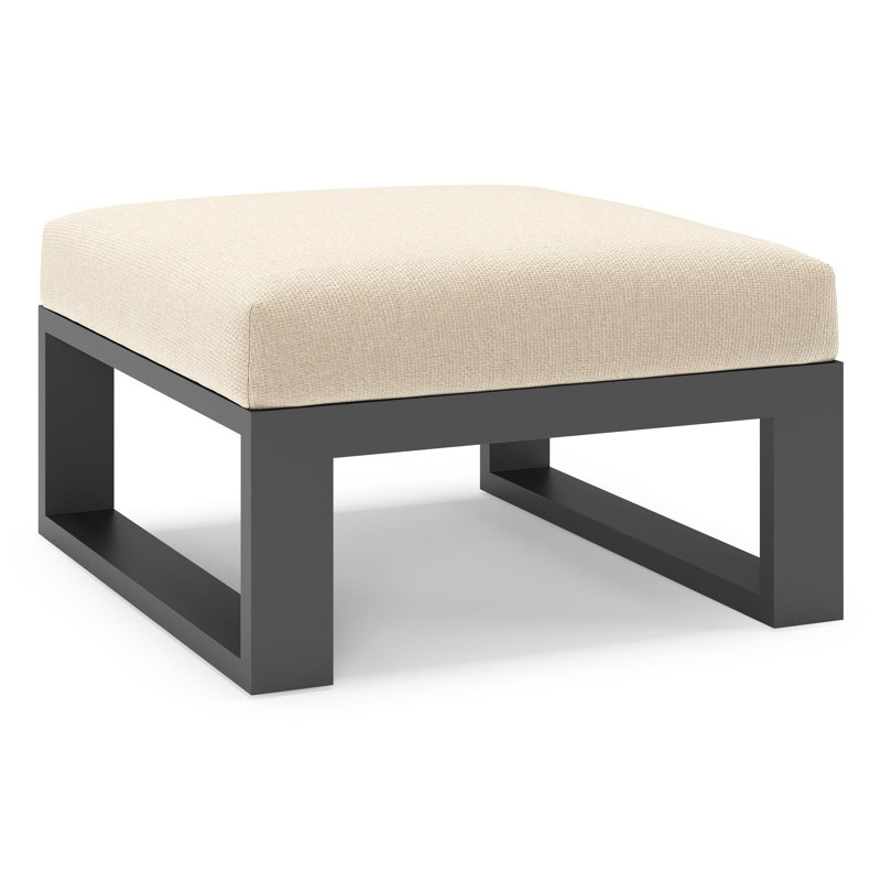 Verato poef in zwart aluminium met althea chalk all weather cosytica kussen