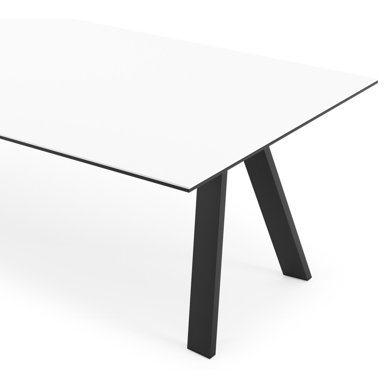 Cesano tuintafel in zwart aluminium en volkeramiek arctic white - L 280 x B 110 x H 75 cm