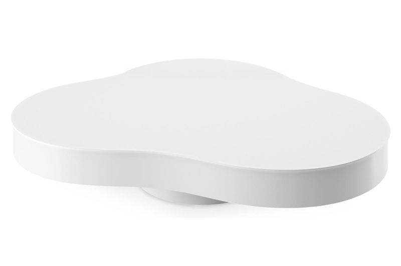 Table de basse Lomano en aluminium blanc et céramique pleine Arctic White - Lg. 131 x Lrg. 108 x Haut. 8 cm