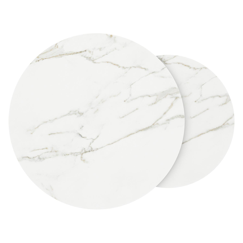 Fano set van 2 loungetafels rond in zwart aluminium en volkeramiek Calacatta - Dia. 85/65 x H 35/30 cm