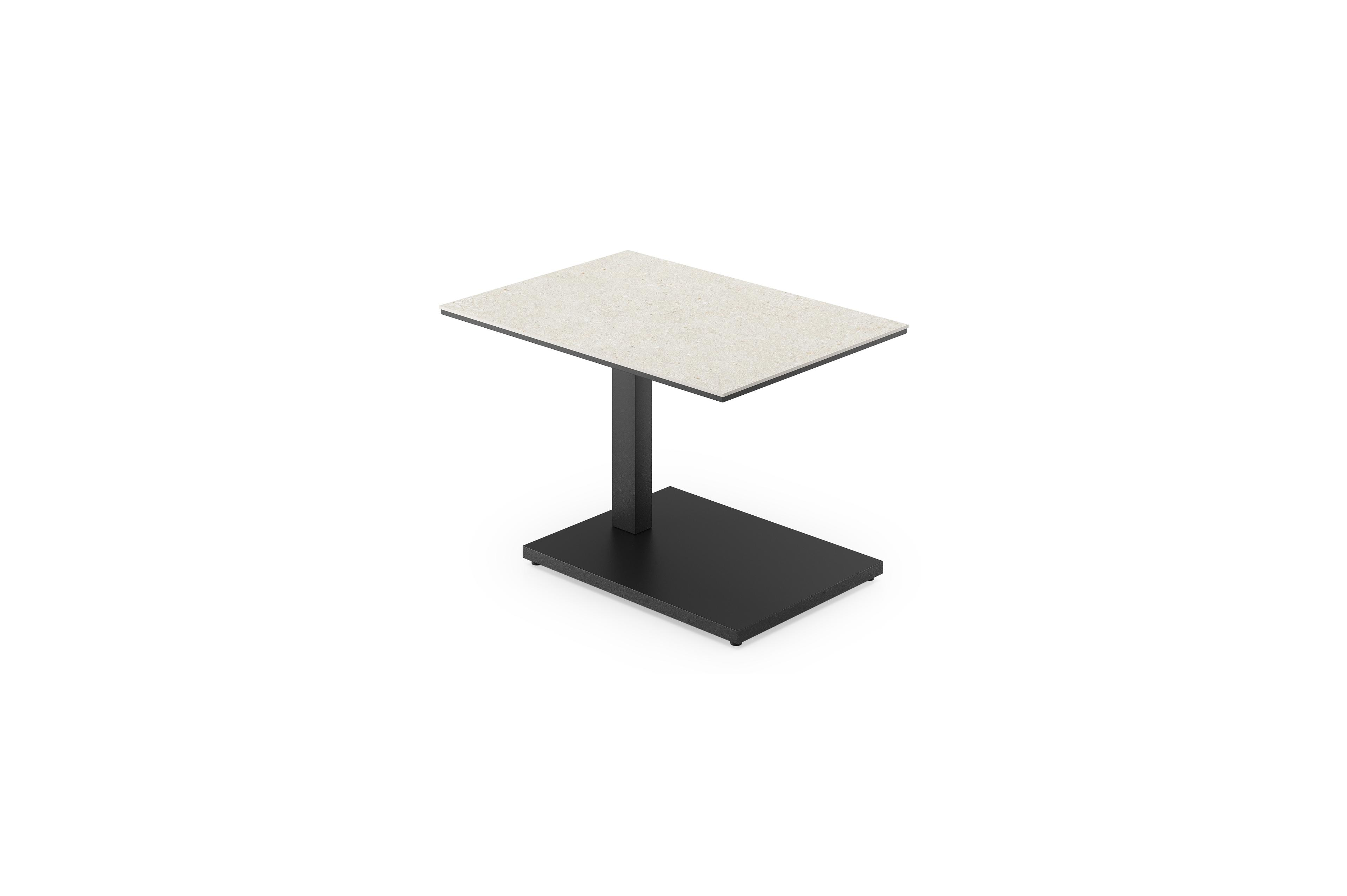 Cirello pop-up bijzettafel in zwart aluminium en shilin volkeramiek - L 70 x B 50 x H 44/66 cm