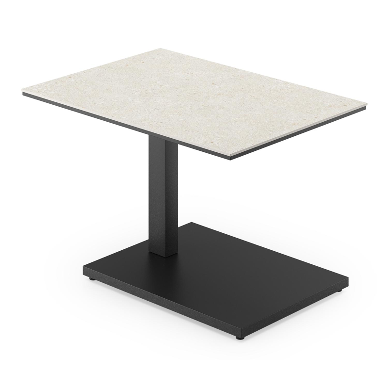 Cirello pop-up bijzettafel in zwart aluminium en shilin volkeramiek - L 70 x B 50 x H 44/66 cm