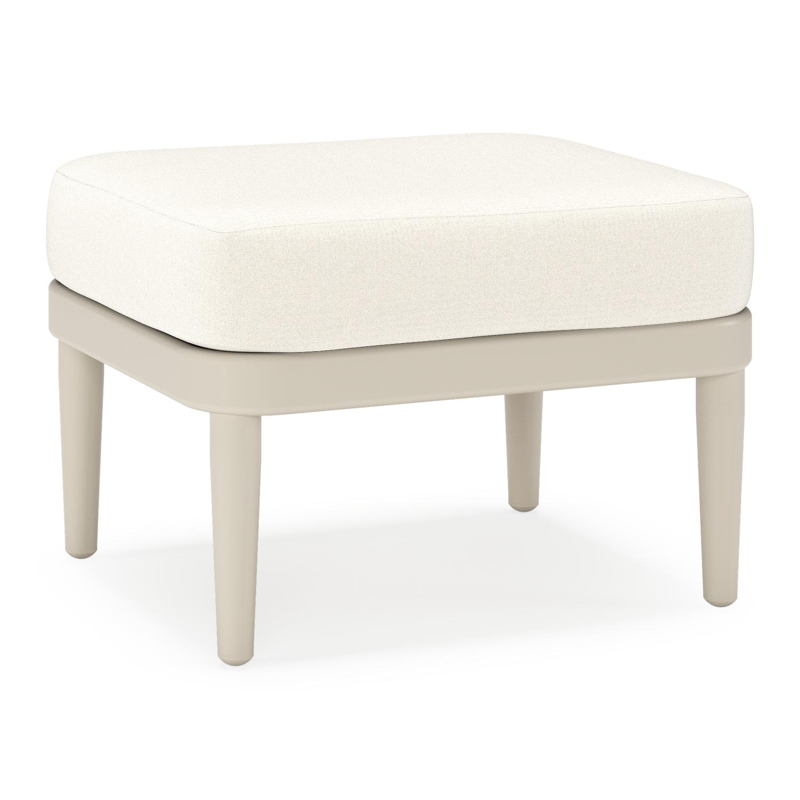 Orso poef in beige aluminium met Natte White all weather sunbrella® luxe kussen