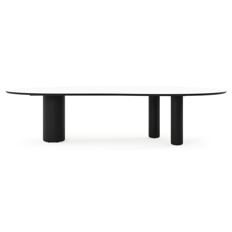 Amico tuintafel organisch in zwart aluminium en volkeramiek Arctic White - L 320 x B 120 x H 73.5 cm