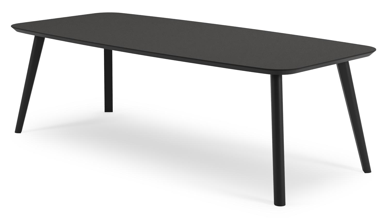 Mosa tuintafel bootvorm in zwart aluminium en sintered stone Notte minerale - L 240 x B 110 x H 74 cm