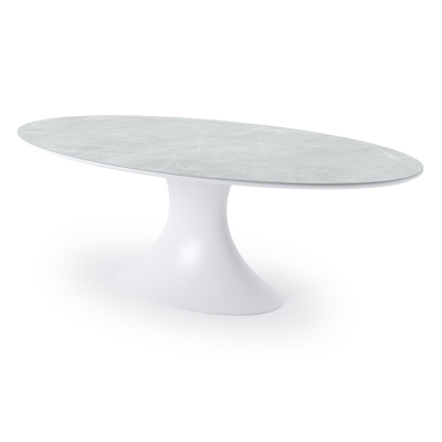 Table de jardin Fano en aluminium blanc et céramique pleine zaha stone - Lg 240 x Larg. 135 x H 76 cm
