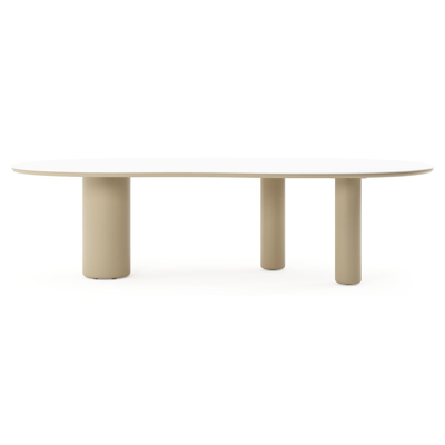 Amico tuintafel organisch in beige aluminium en volkeramiek Arctic White - L 280 x B 120 x H 73.5 cm