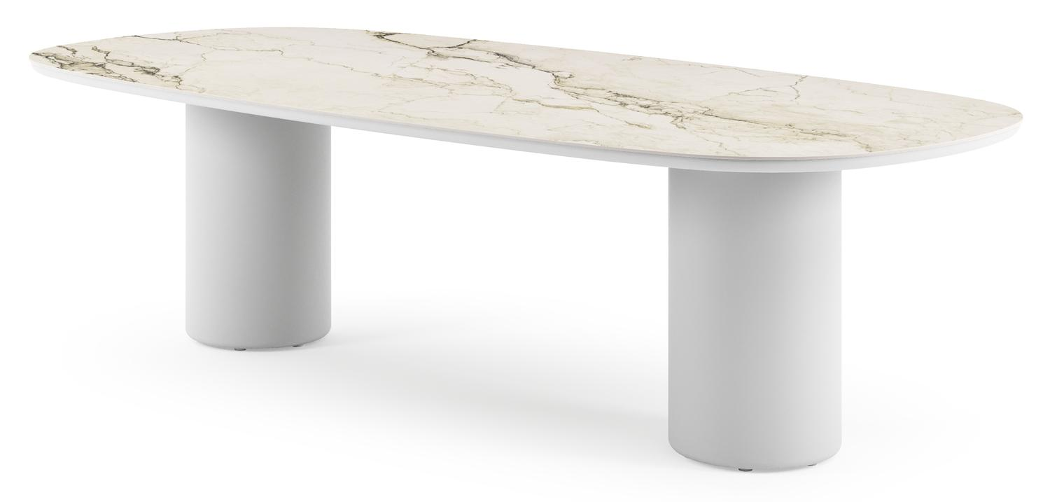 Amico tuintafel bombo in wit aluminium en volkeramiek Colorado Dunes - L 270 x B 125 x H 73.5 cm