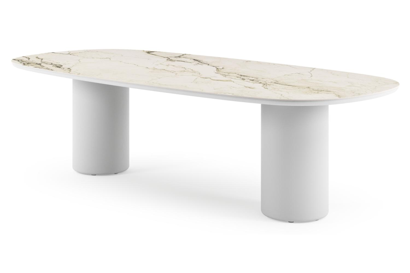 Amico tuintafel bombo in wit aluminium en volkeramiek Colorado Dunes - L 270 x B 125 x H 73.5 cm