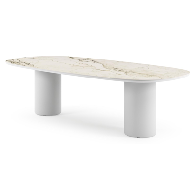 Amico tuintafel bombo in wit aluminium en volkeramiek Colorado Dunes - L 270 x B 125 x H 73.5 cm