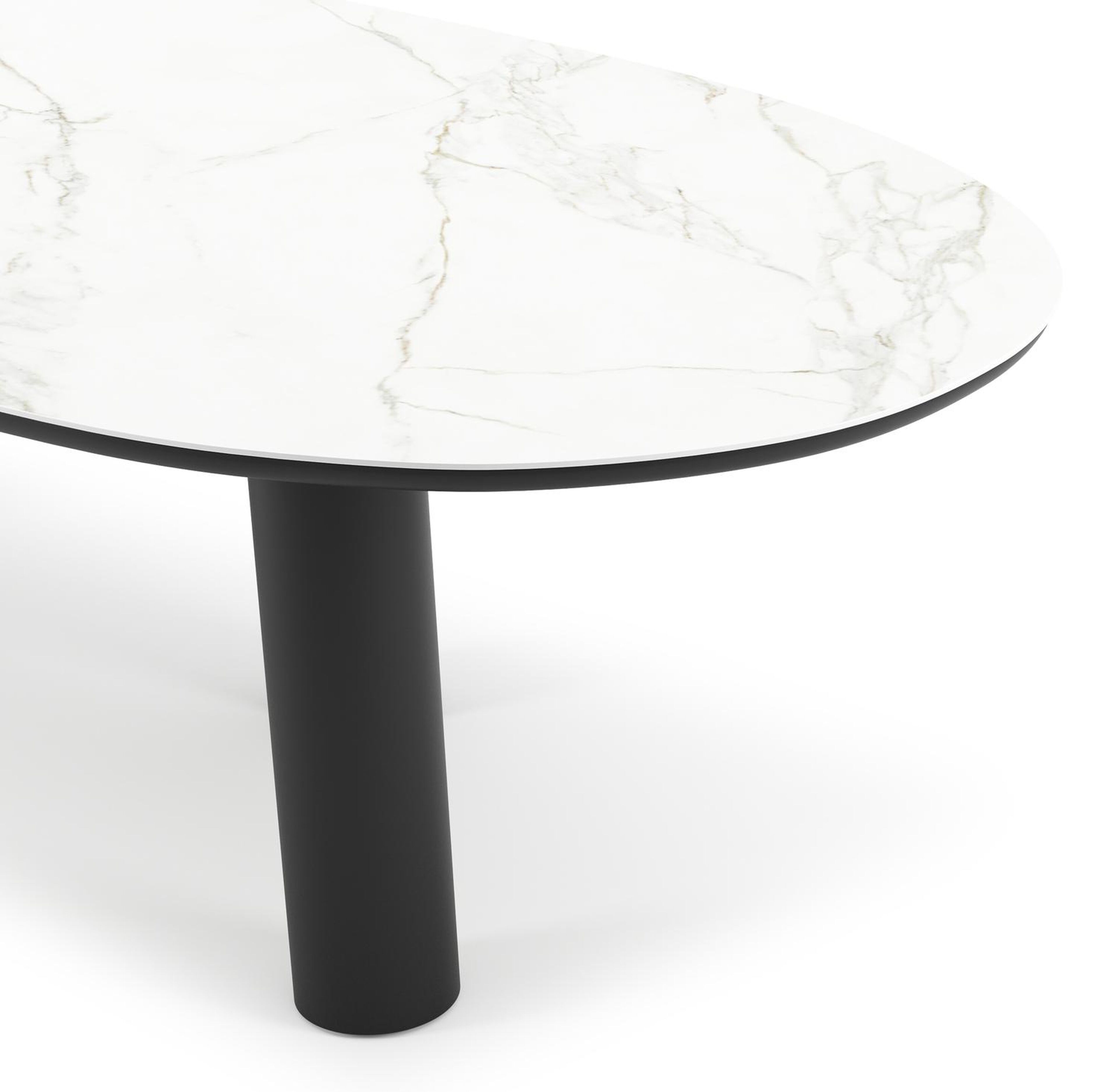 Organo tuintafel organisch in zwart aluminium en volkeramiek Calacatta - L 280 x B 120 x H 74 cm