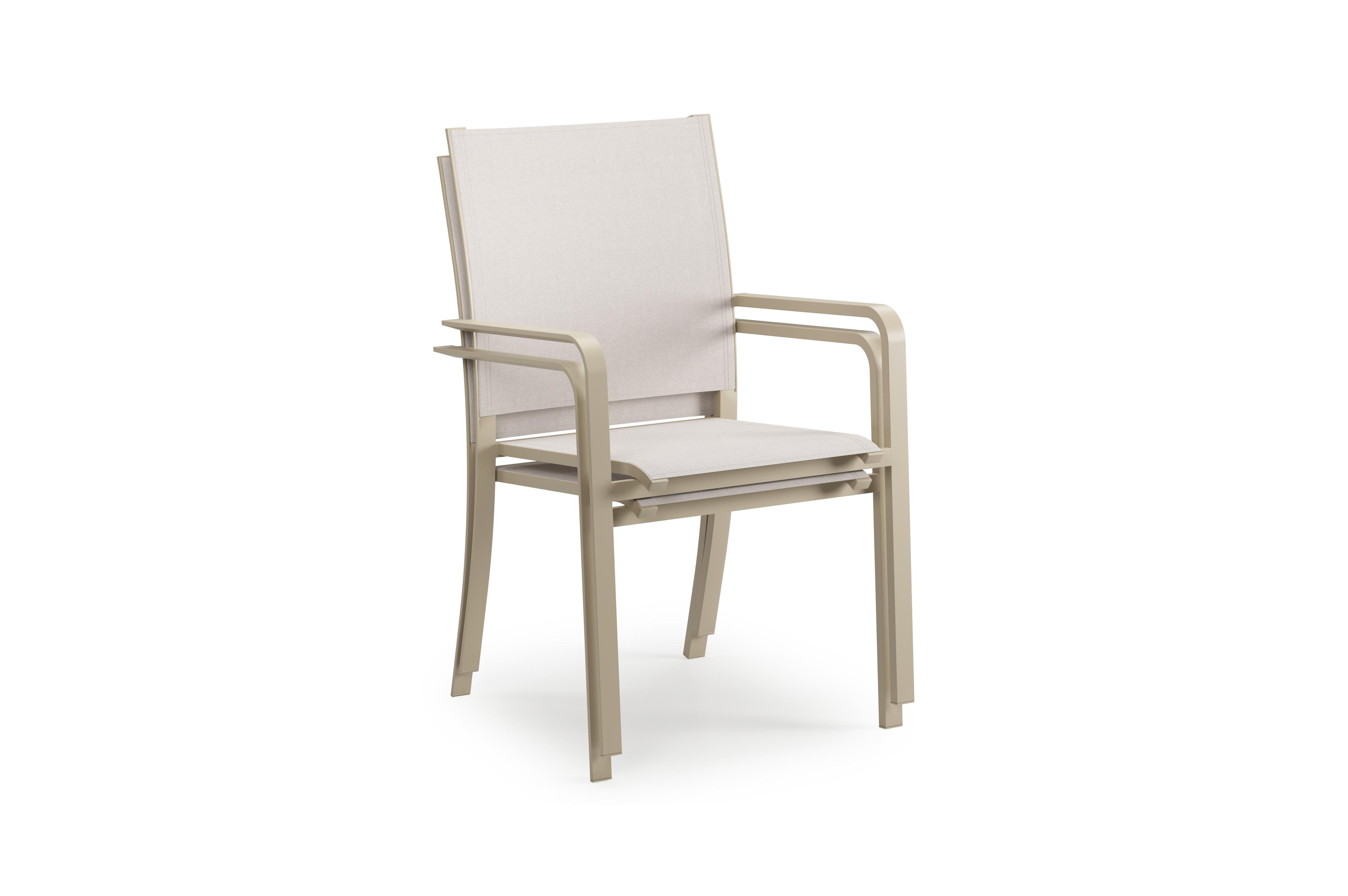 Chaise de jardin Calobra en aluminium beige et textilène simple beige