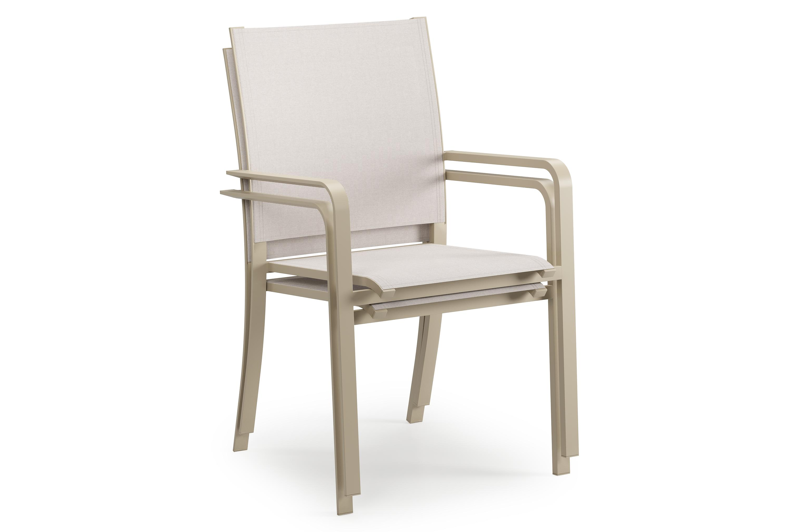 Calobra tuinstoel in beige aluminium en beige single textilene