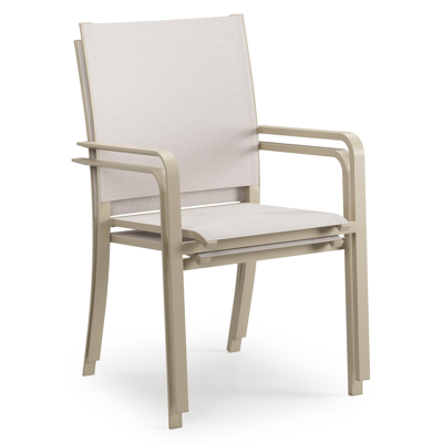 Calobra tuinstoel in beige aluminium en beige single textileen