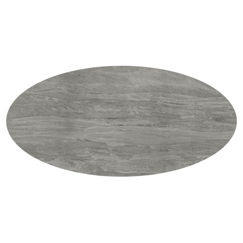 Amico tuintafel ovaal in beige aluminium en volkeramiek Aspen Grey - L 260 x B 125 x H 73.5 cm
