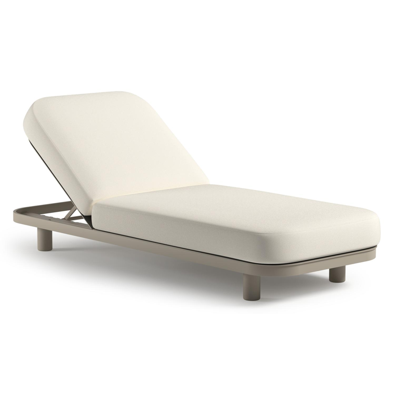 Donato verstelbaar ligbed in beige aluminium met All Weather Sunbrella® luxe natte white kussen