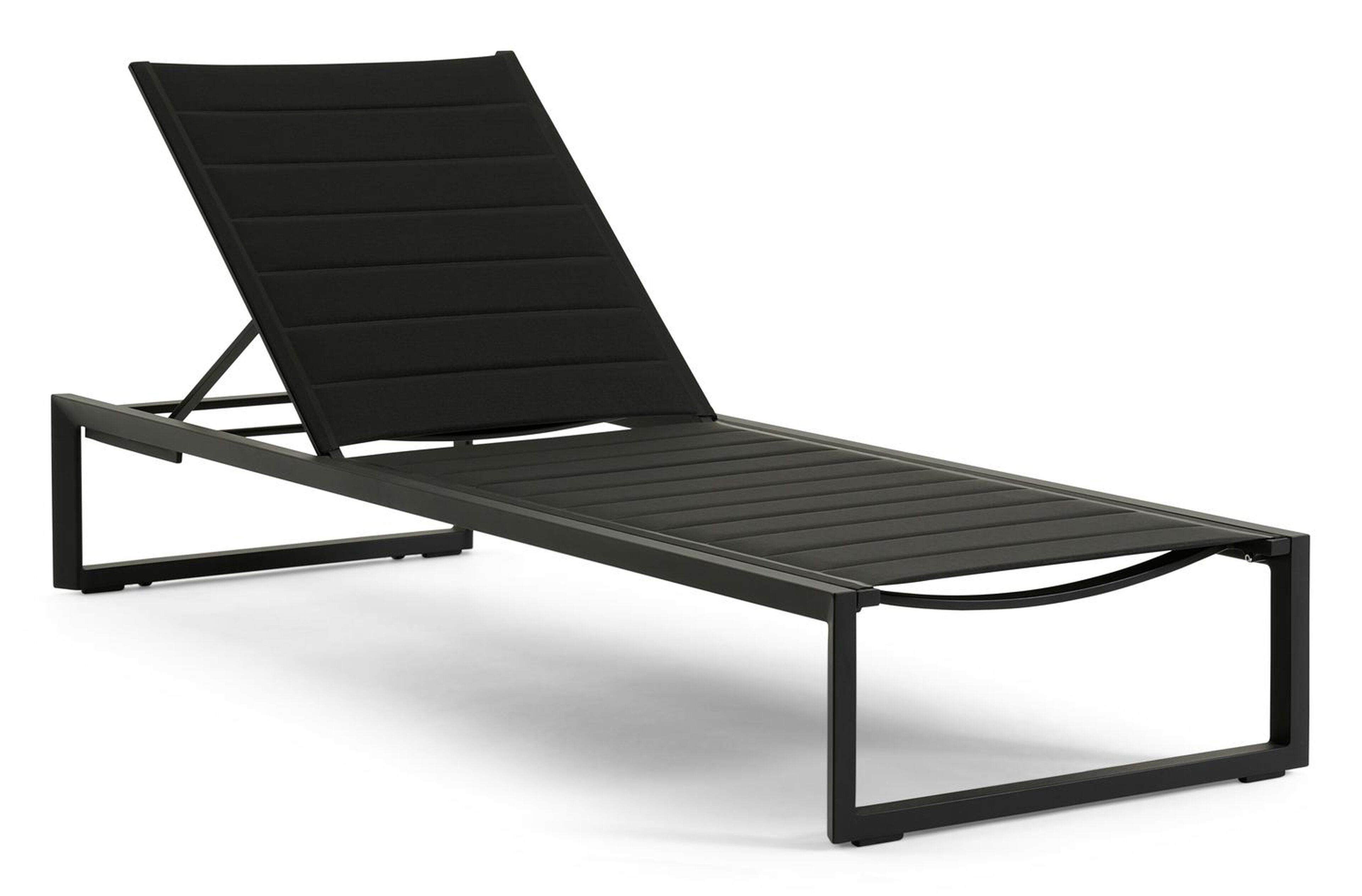 Chaise longue réglable Cirello en aluminium noir avec textilène confort noir