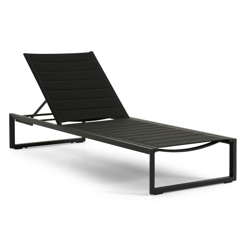 Chaise longue réglable Cirello en aluminium noir avec textilène confort noir