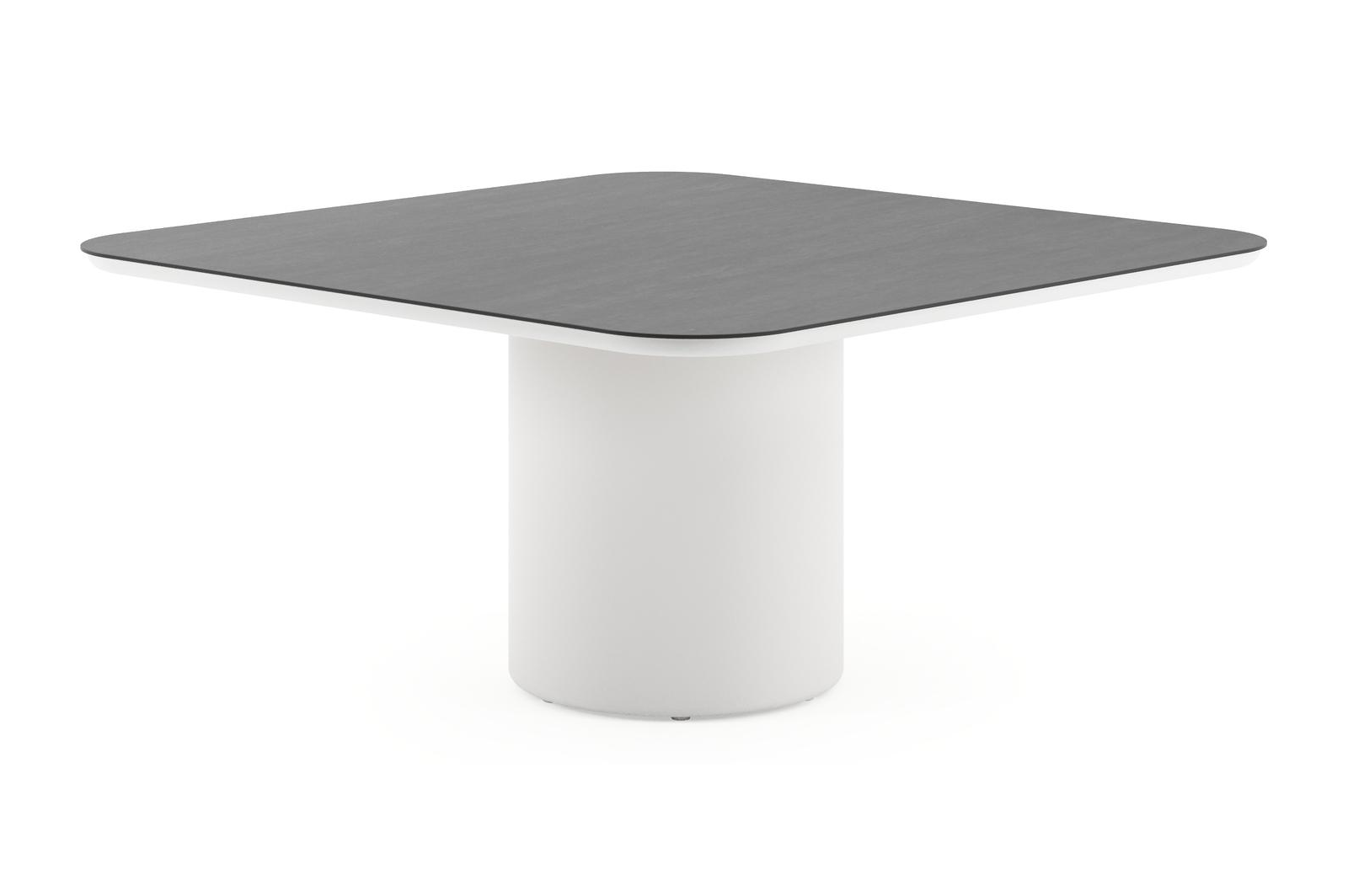 Amico tuintafel afgerond vierkant in wit aluminium en volkeramiek Basalt Black - L 148 x B 148 x H 73.5 cm