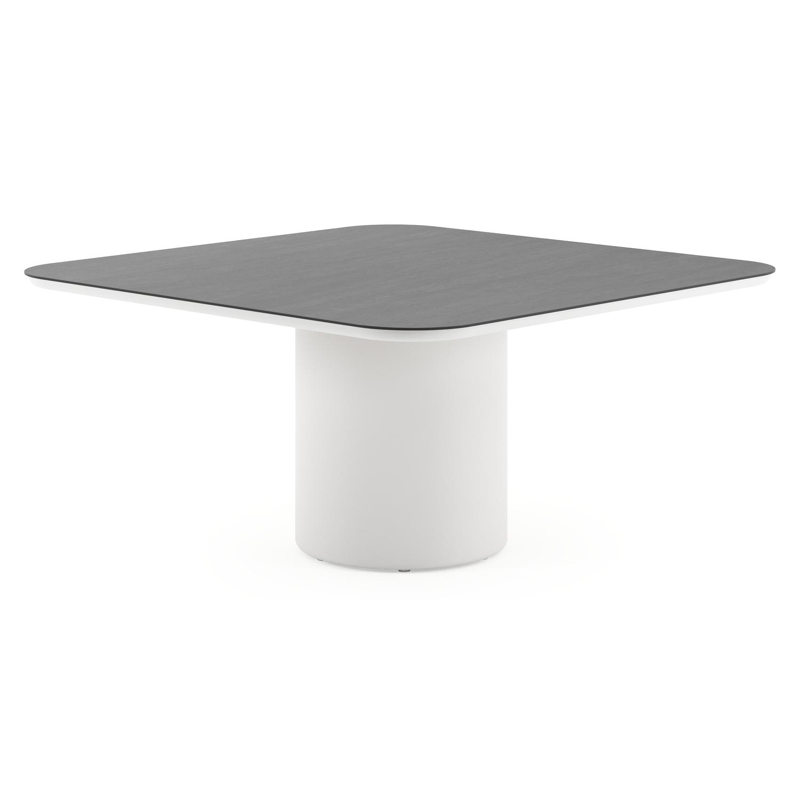 Amico tuintafel afgerond vierkant in wit aluminium en volkeramiek Basalt Black - L 148 x B 148 x H 73.5 cm