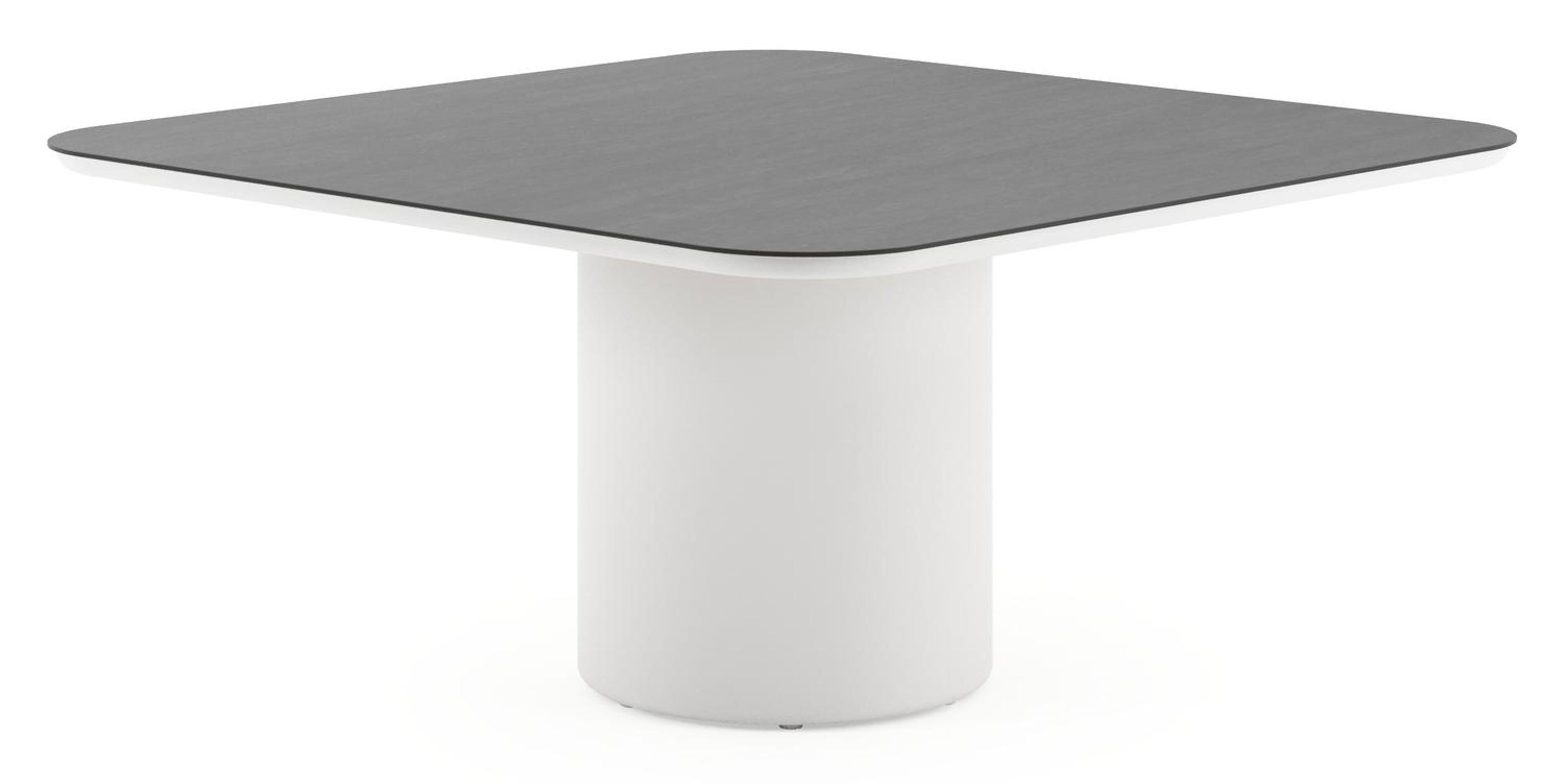 Amico tuintafel afgerond vierkant in wit aluminium en volkeramiek Basalt Black - L 148 x B 148 x H 73.5 cm