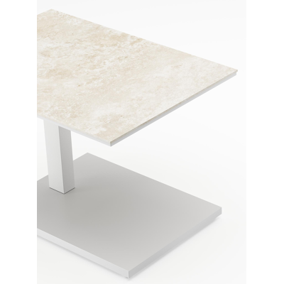 Cirello pop-up loungetafel rechthoekig in wit aluminium en volkeramiek Rapolano - L 70 x B 50 x H 44 cm