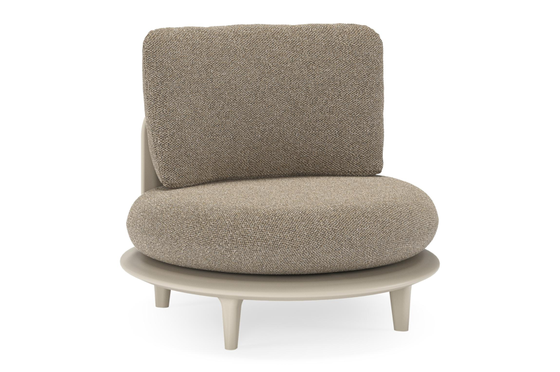 Bomero loungestoel in beige aluminium met madagascar burch all weather cosytica kussen