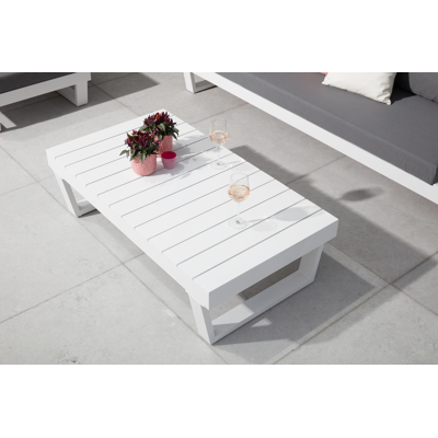 Modica loungetafel in wit aluminium - L 130 x B 72 x H 38 cm