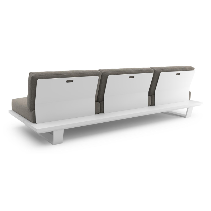 Pagino loungebank in wit aluminium met lopi silver all weather sunbrella® luxe kussen