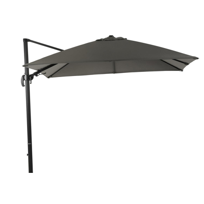 Avola zweefparasol met tiltfunctie in zwart aluminium met grijs sunbrella® premium parasoldoek - L1 300 x L2 300 cm (zonder voet)