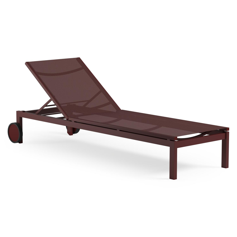 Set van 2 verstelbare Caravelle ligbedden in ruby aluminium