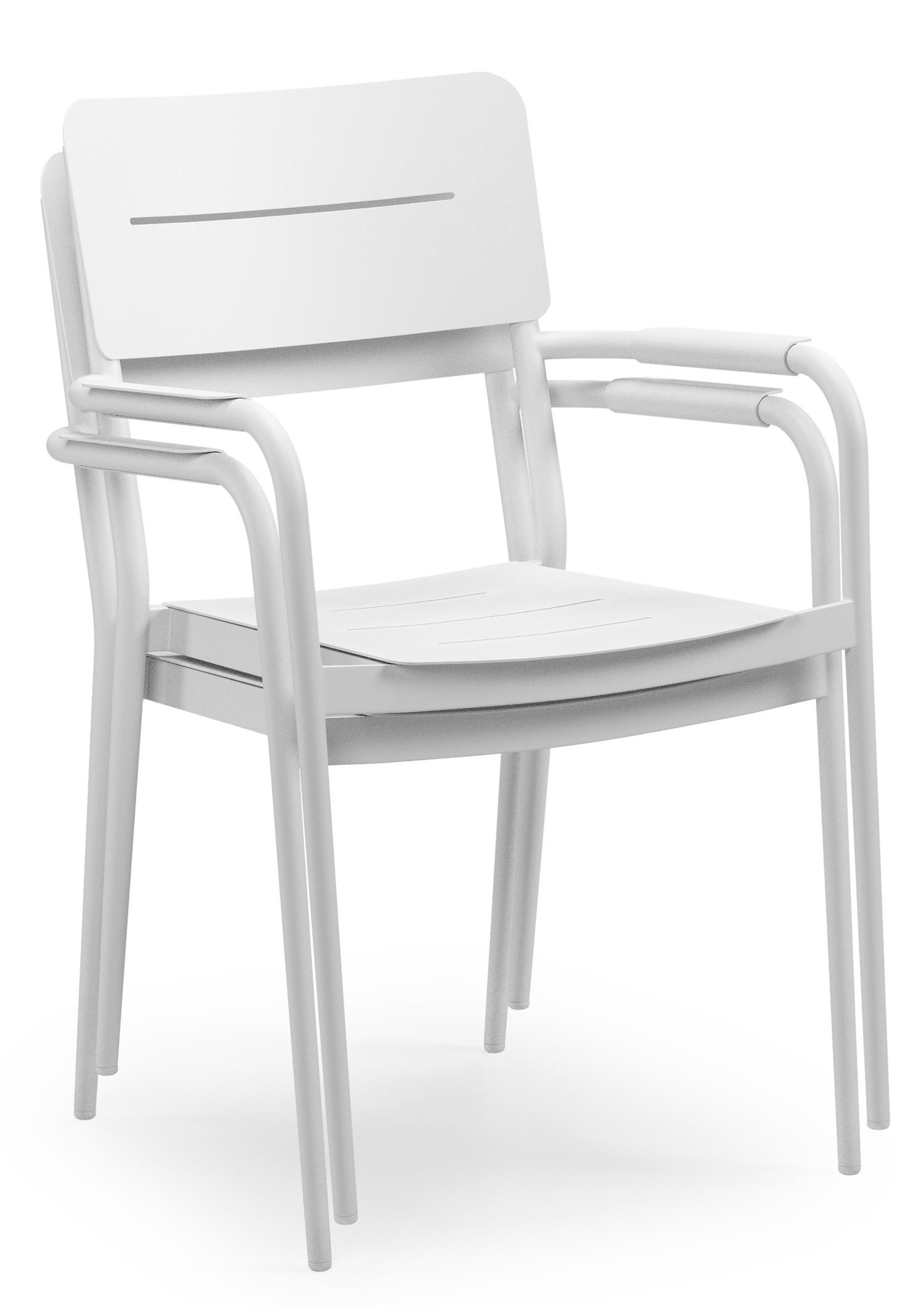 Toma tuinset rechthoekig in wit aluminium en sintered stone beige met 6 Salto tuinstoelen