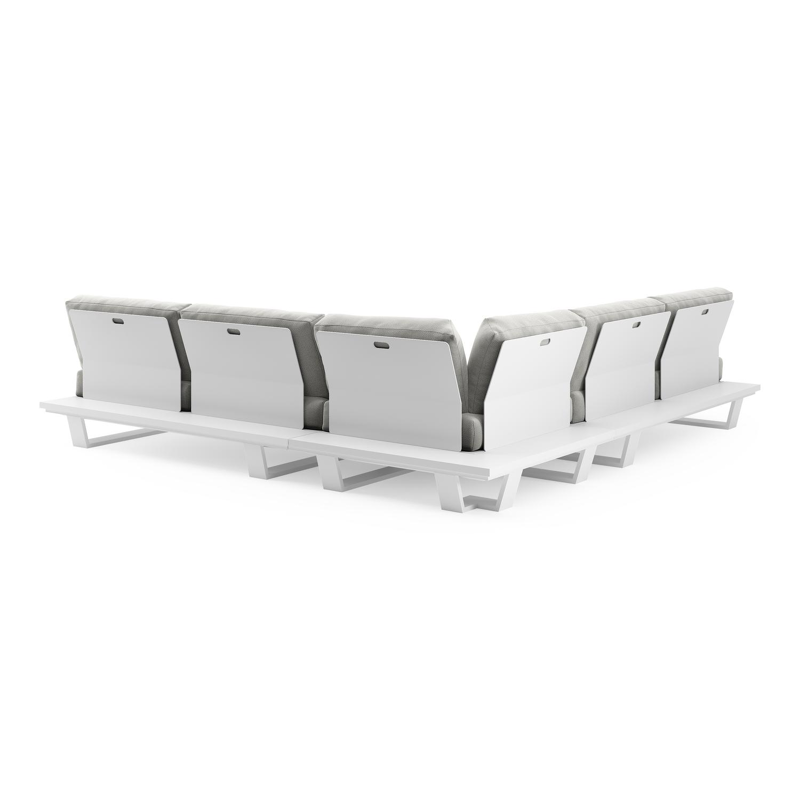 Pagino loungehoek in wit aluminium met lopi ash all weather sunbrella® luxe kussen