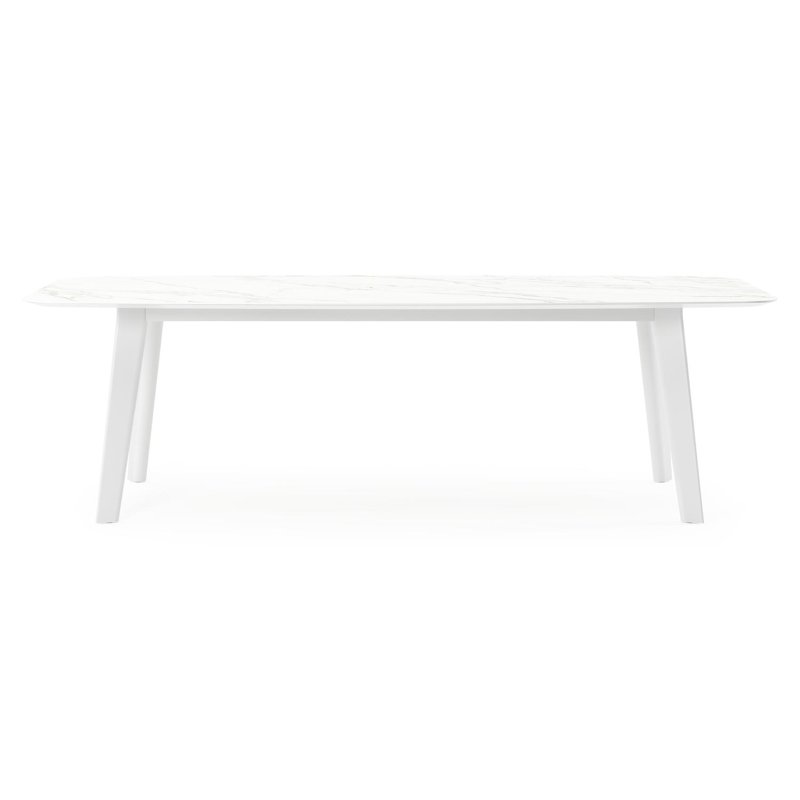 Lacrima tuintafel in wit aluminium en volkeramiek calacatta - L 255 x B 115 x H 74 cm