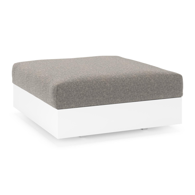 Como poef in wit aluminium met chartres drizzle all weather sunbrella® luxe kussen