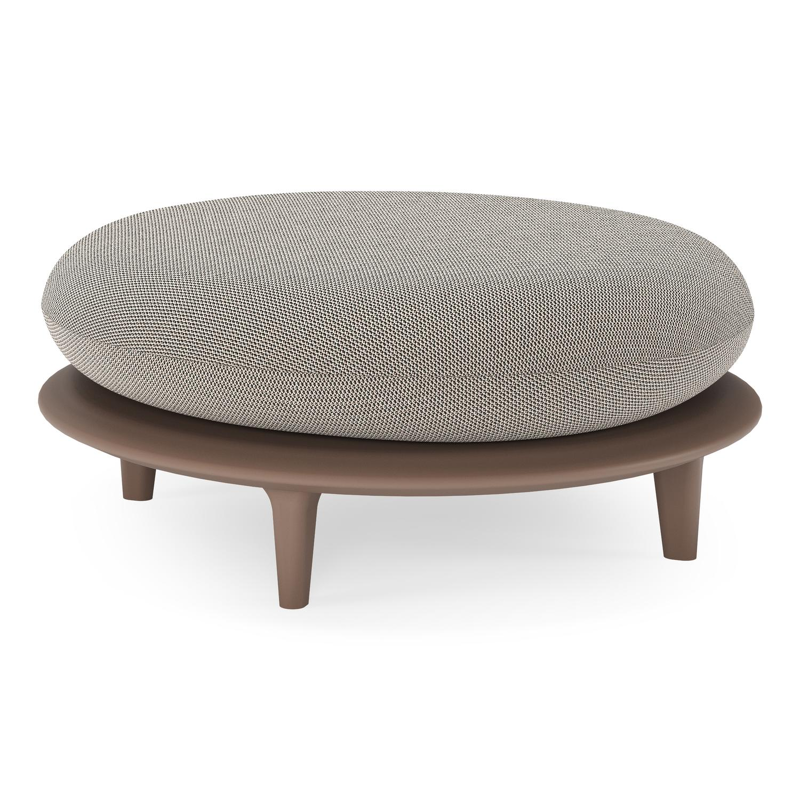 Bomero poef in taupe aluminium met lopi pepper all weather sunbrella® luxe kussen