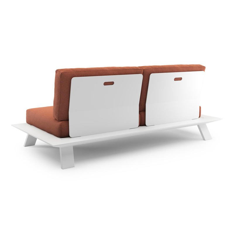 Cesano loungebank in wit aluminium met heritage rust all weather Sunbrella® luxe kussen