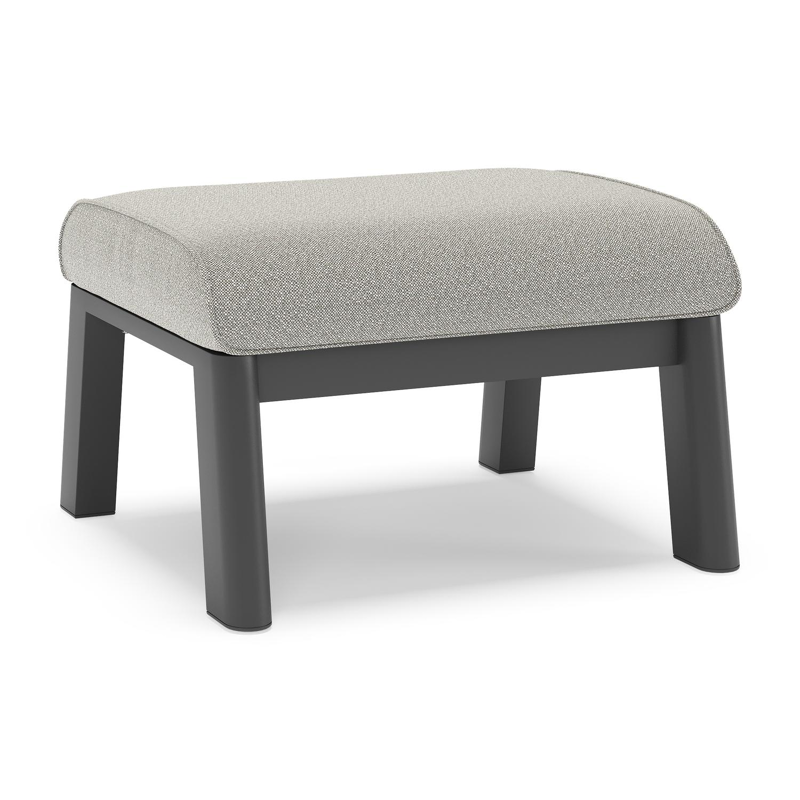Cirello poef in zwart aluminium met savane tunder all weather sunbrella® luxe kussen