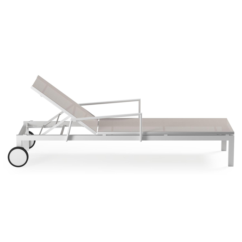 Set van 2 verstelbare Caravelle ligbedden in wit aluminium