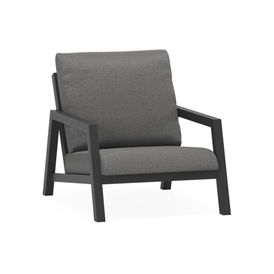 Zen'so loungestoel 1-zit in zwart aluminium met savane tornado all weather sunbrella® luxe kussen