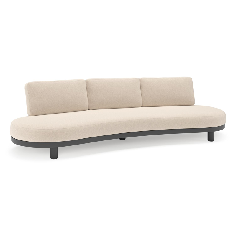 Donato loungebank in zwart aluminium met all weather sunbrella® luxe Heritage Ash kussen