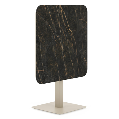 Fano kantelbare tuintafel afgerond vierkant in beige aluminium en volkeramiek Black Obsession - L 80 x B 80 x H 72.5 cm