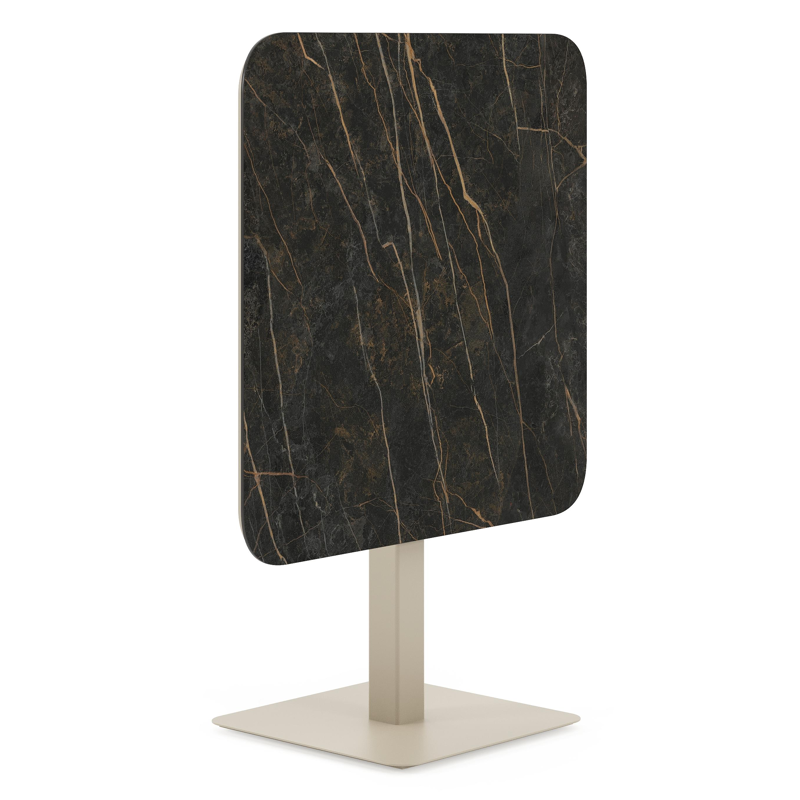 Fano kantelbare tuintafel afgerond vierkant in beige aluminium en volkeramiek Black Obsession - L 80 x B 80 x H 72.5 cm